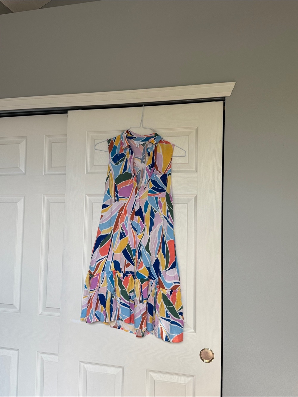 Time and Tru Multicolor Leaf-Print Strapless Dress